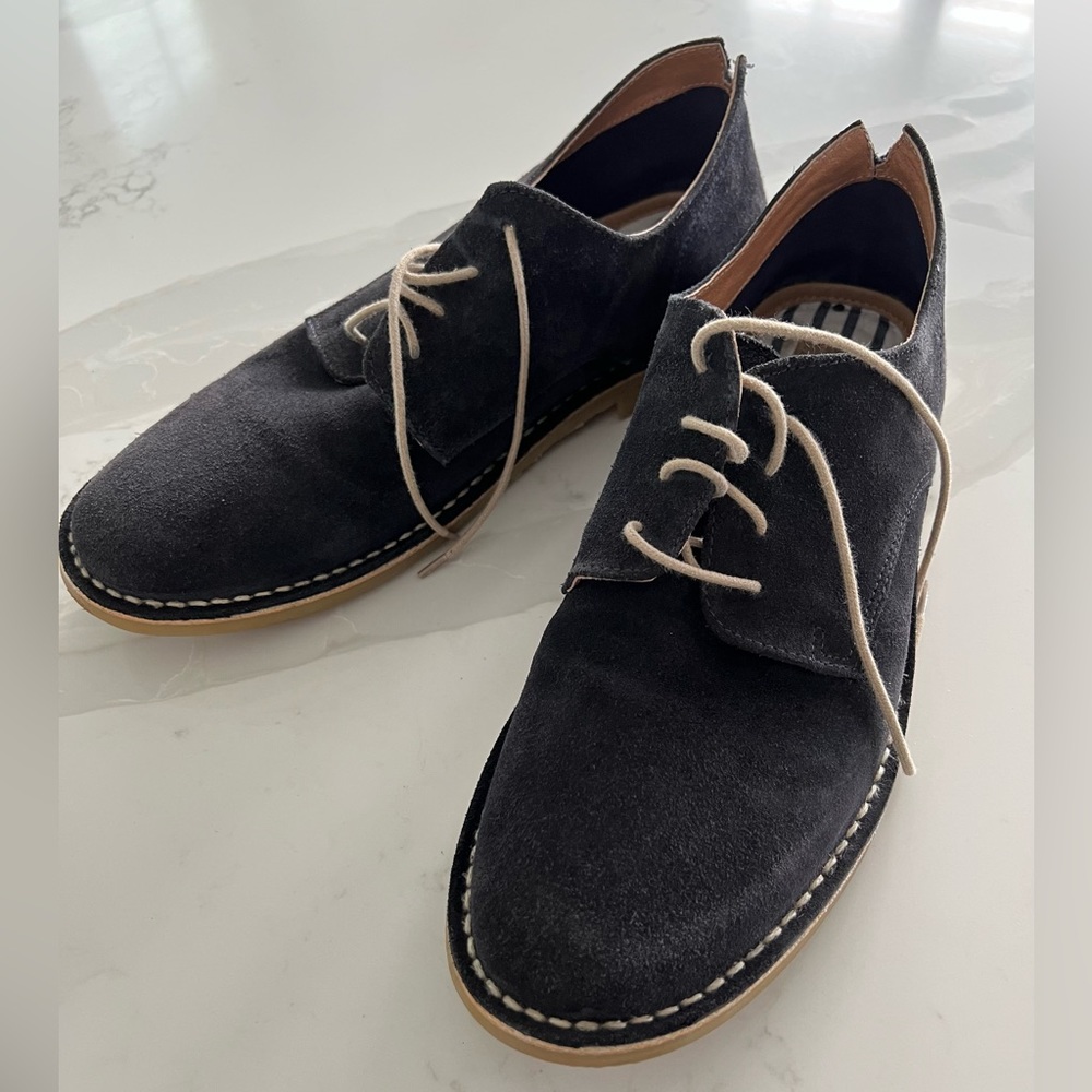 Mens Bespoken Navy Blue Suede Shoe - Picture 11 of 13